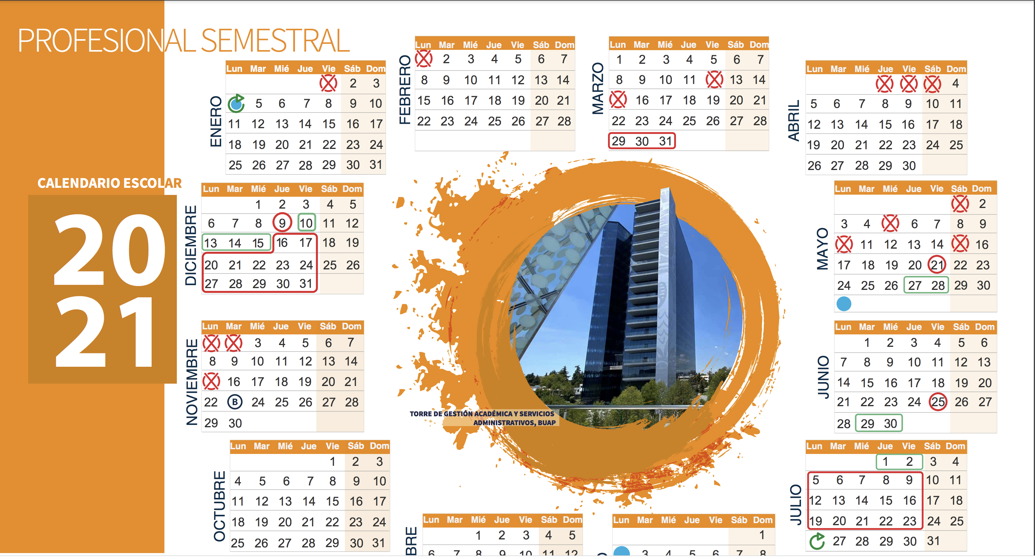 Calendario Semestral 2021
