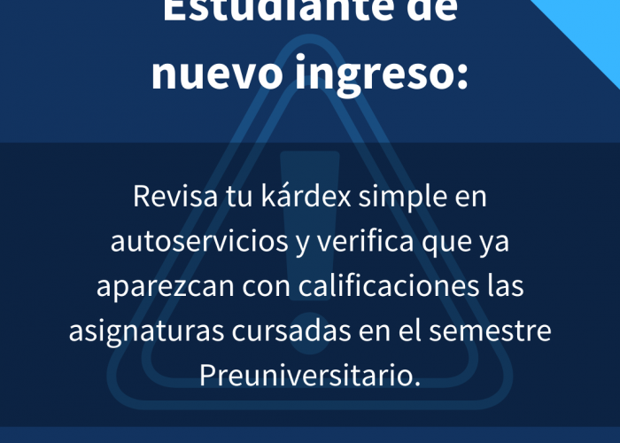 AVISO: Estudiantes de Nuevo Ingreso