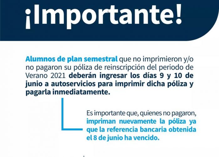 AVISO – Alumnos Plan Semestral