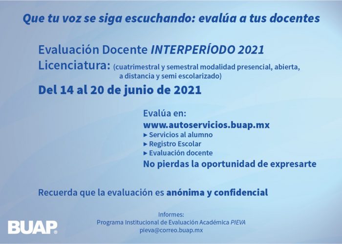 Evaluación Docente – Interperiodo 2021