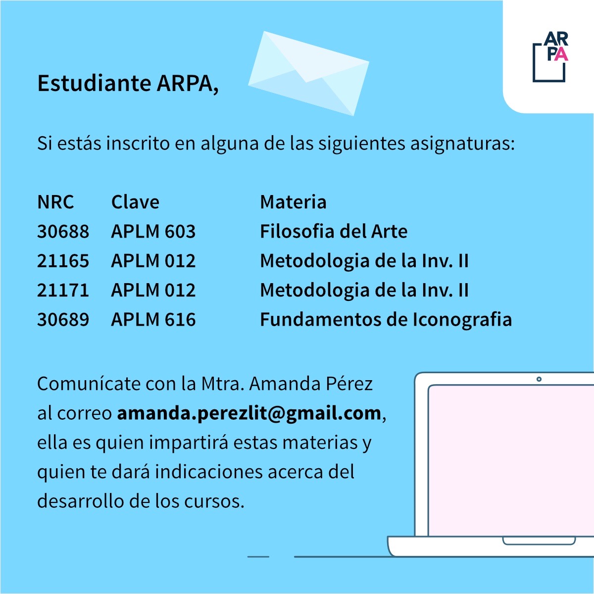 AVISO: Inscripción de Materias ARPA