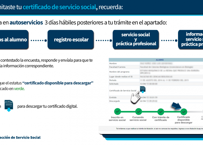 Guía para descargar certificado de Servicio Social