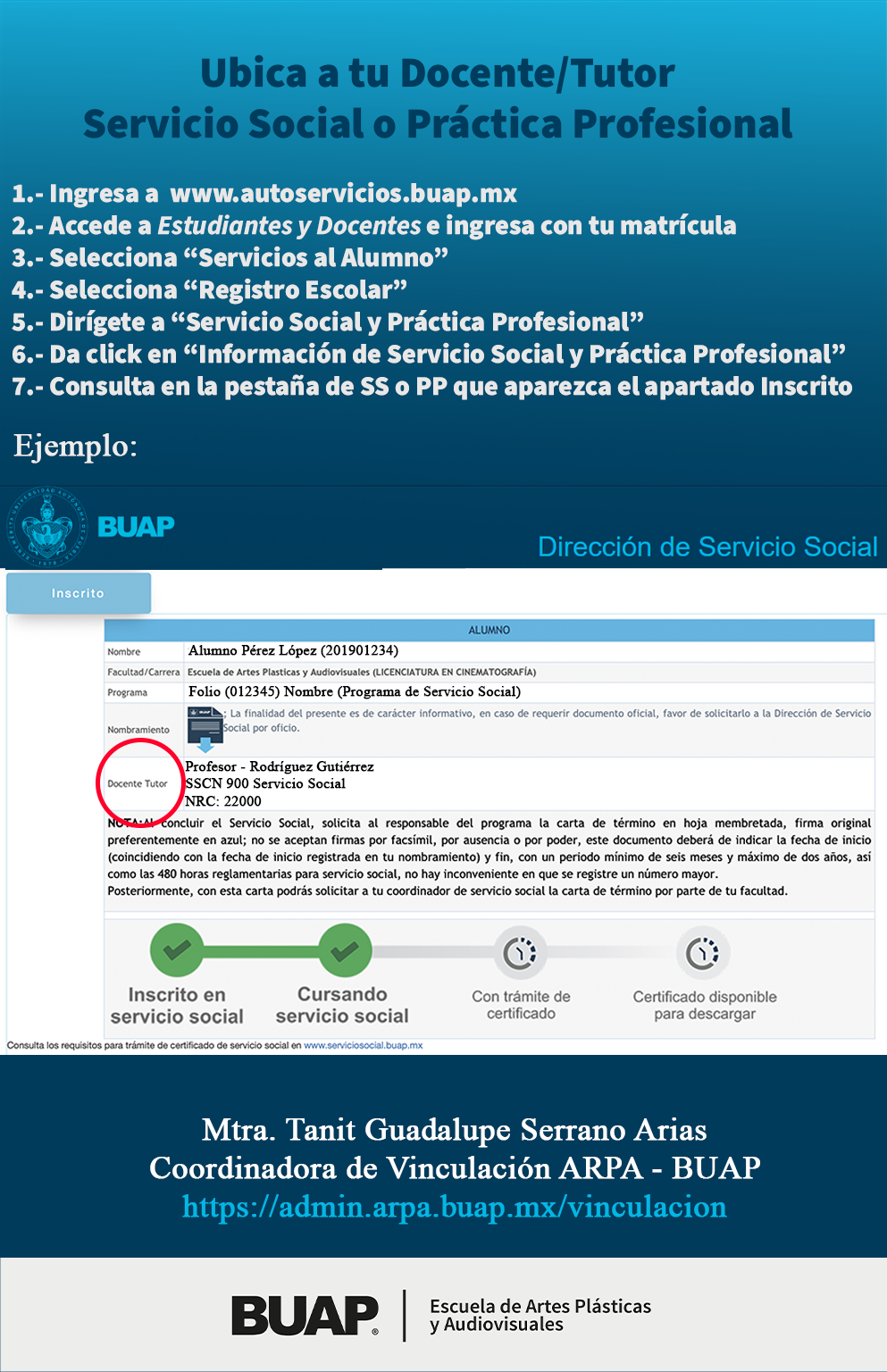 Ubica a tu docente-tutor/a de SS o PP